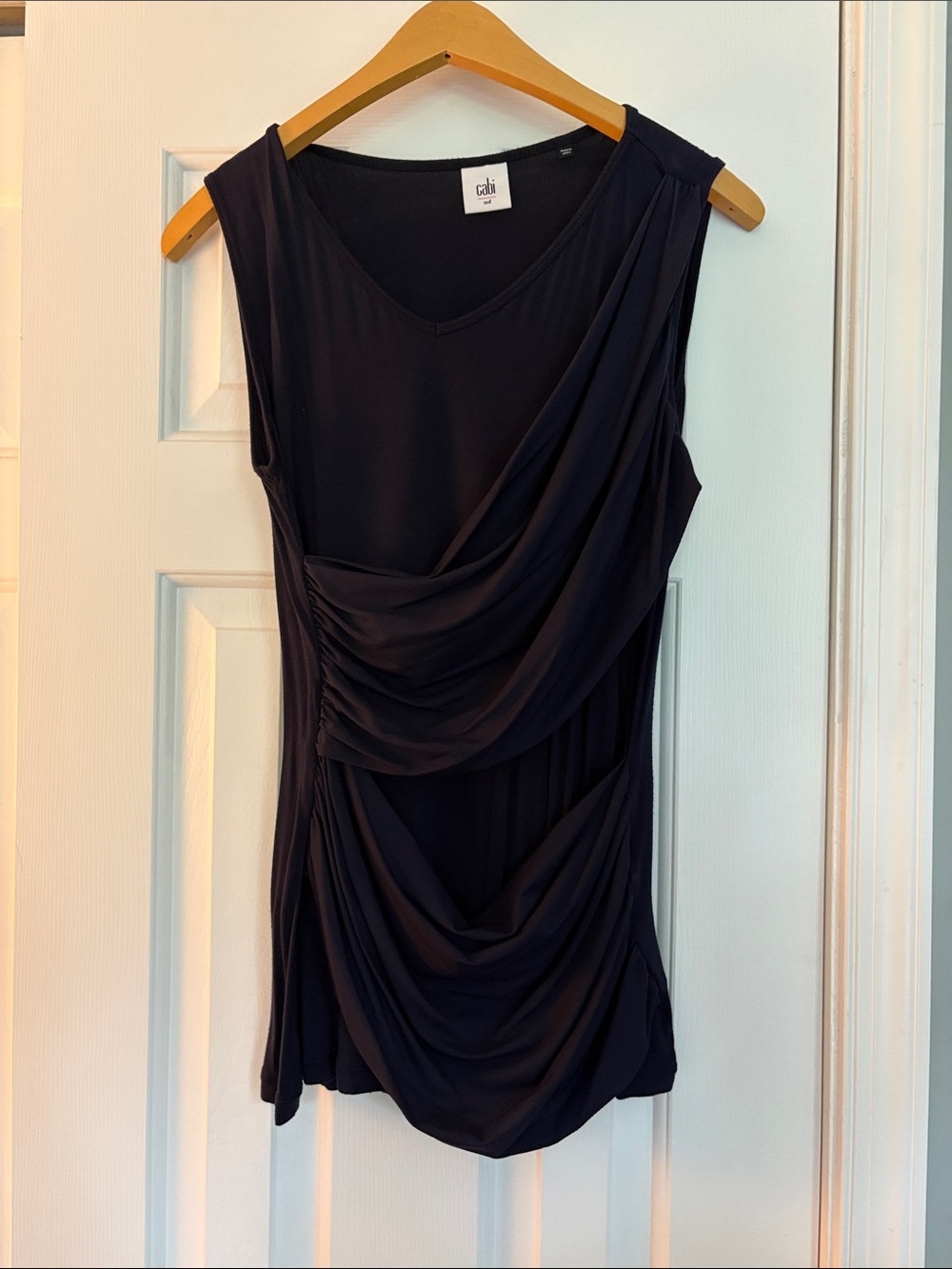 CAbi Navy Draped Ruched Sleeveless Tank